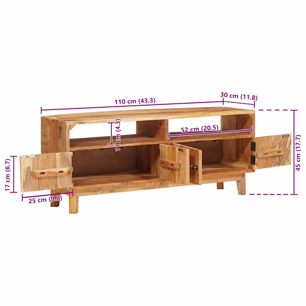 Opbevaringsskabe med dør Brun 110 x 30 x 45 cm Massivt mangotræ