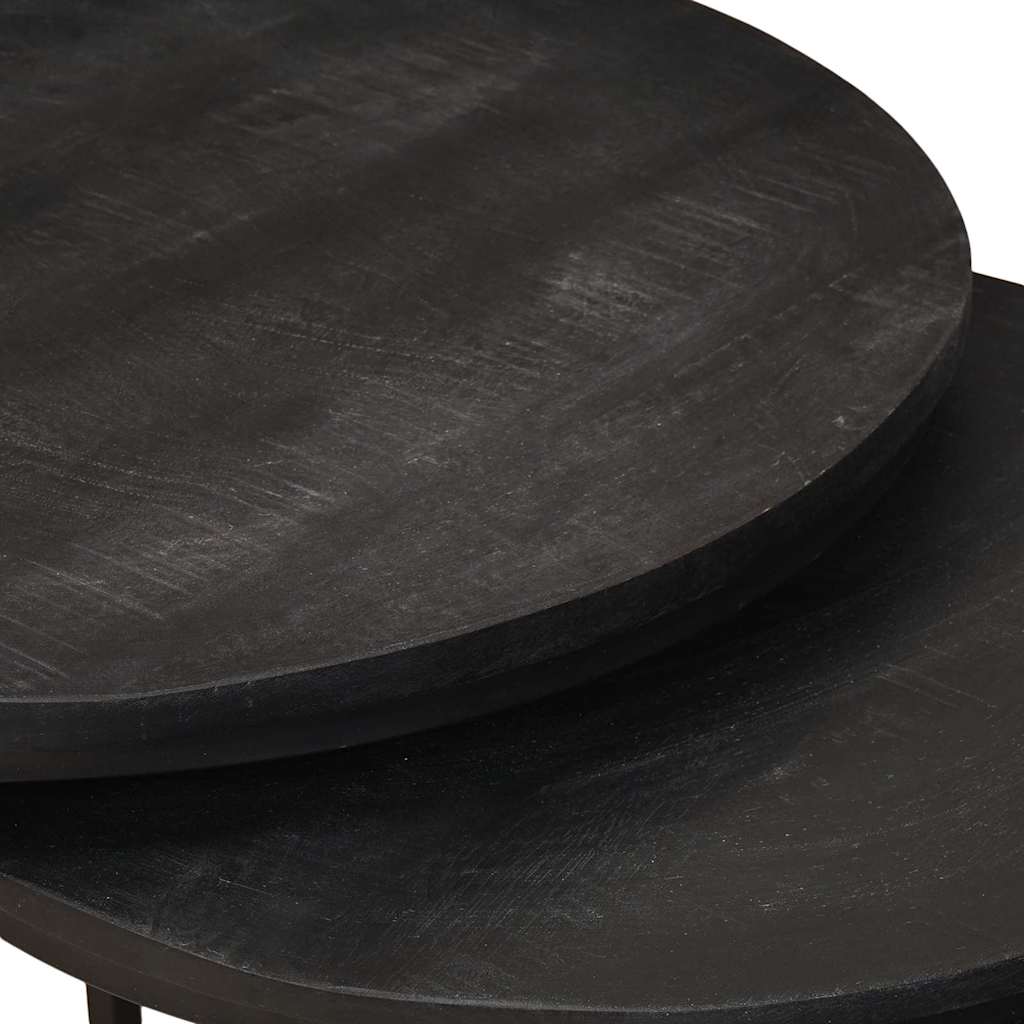 Nesting Kaffeborde 3 pcs Sort Massivt mangotræ og stål