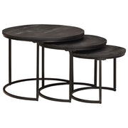 Nesting Kaffeborde 3 pcs Sort Massivt mangotræ og stål