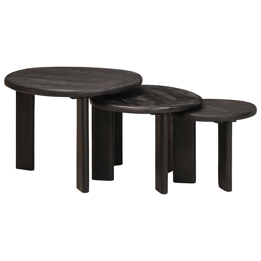 Nesting Kaffeborde 3 pcs Hvid Massivt mangotræ