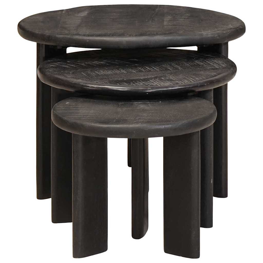 Nesting Kaffeborde 3 pcs Hvid Massivt mangotræ