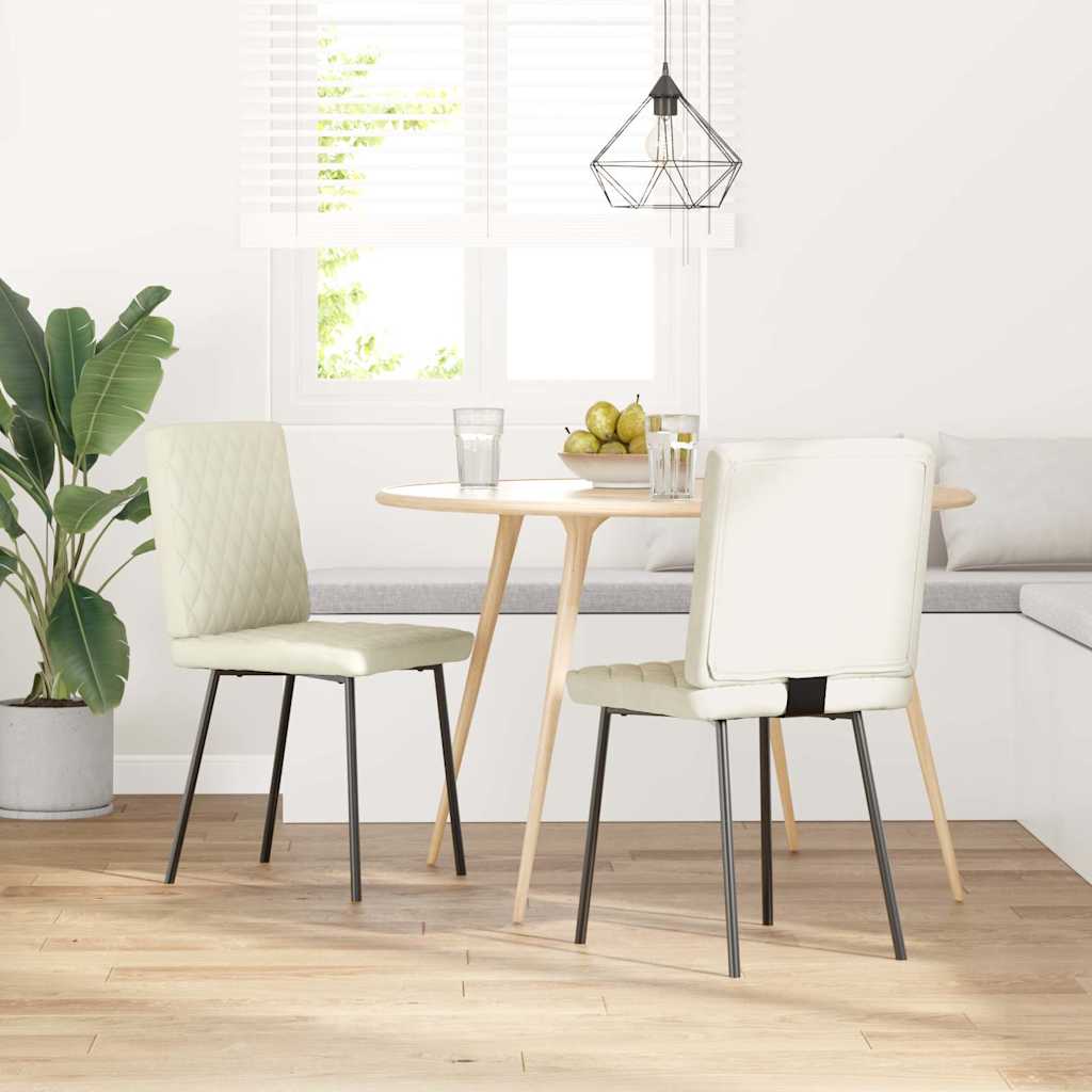 spisebordsstole 2 stk. fløjl cremefarvet