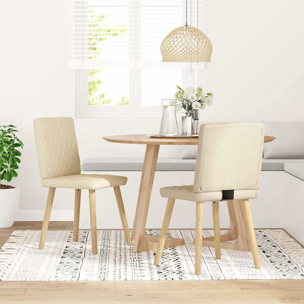 spisebordsstole 2 stk. stof cremefarvet