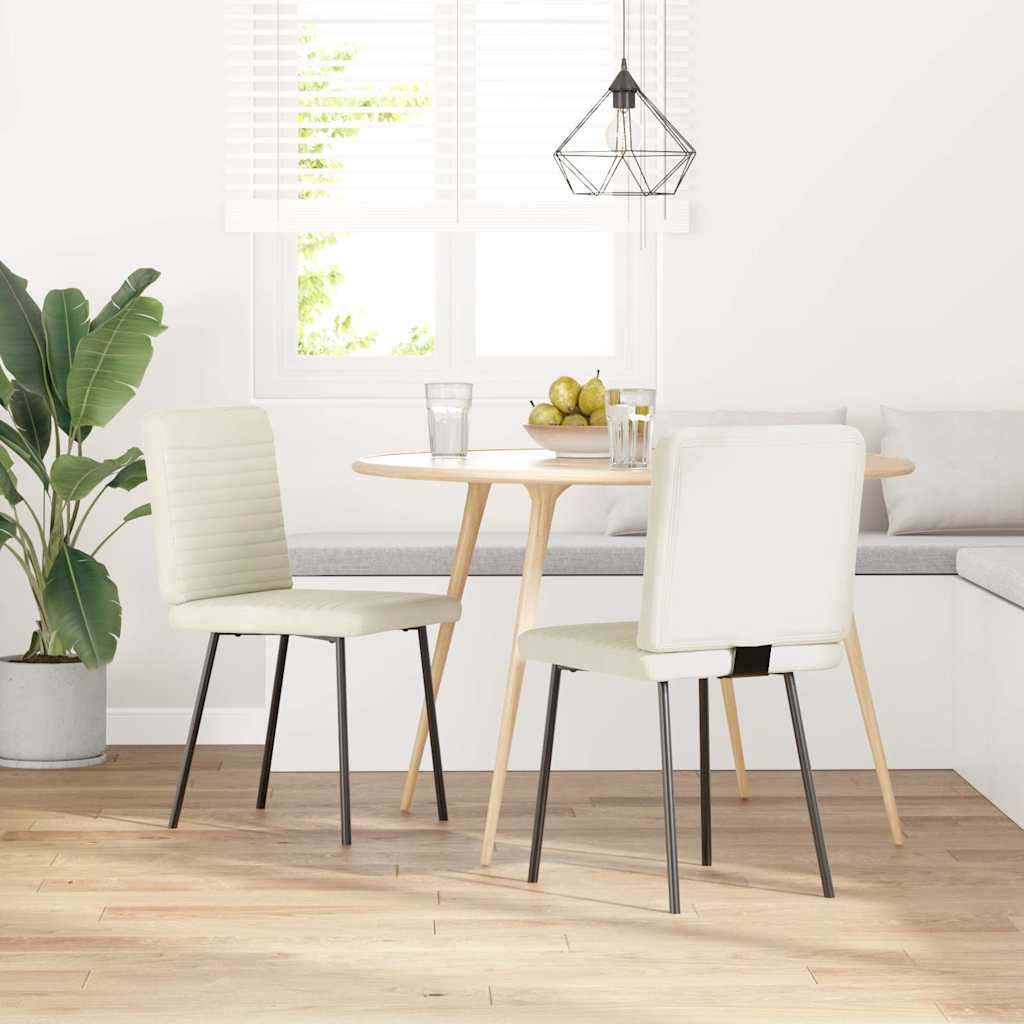 spisebordsstole 2 stk. fløjl cremefarvet