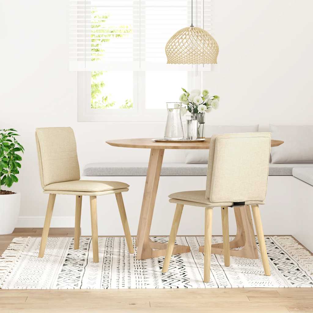 spisebordsstole 2 stk. stof cremefarvet