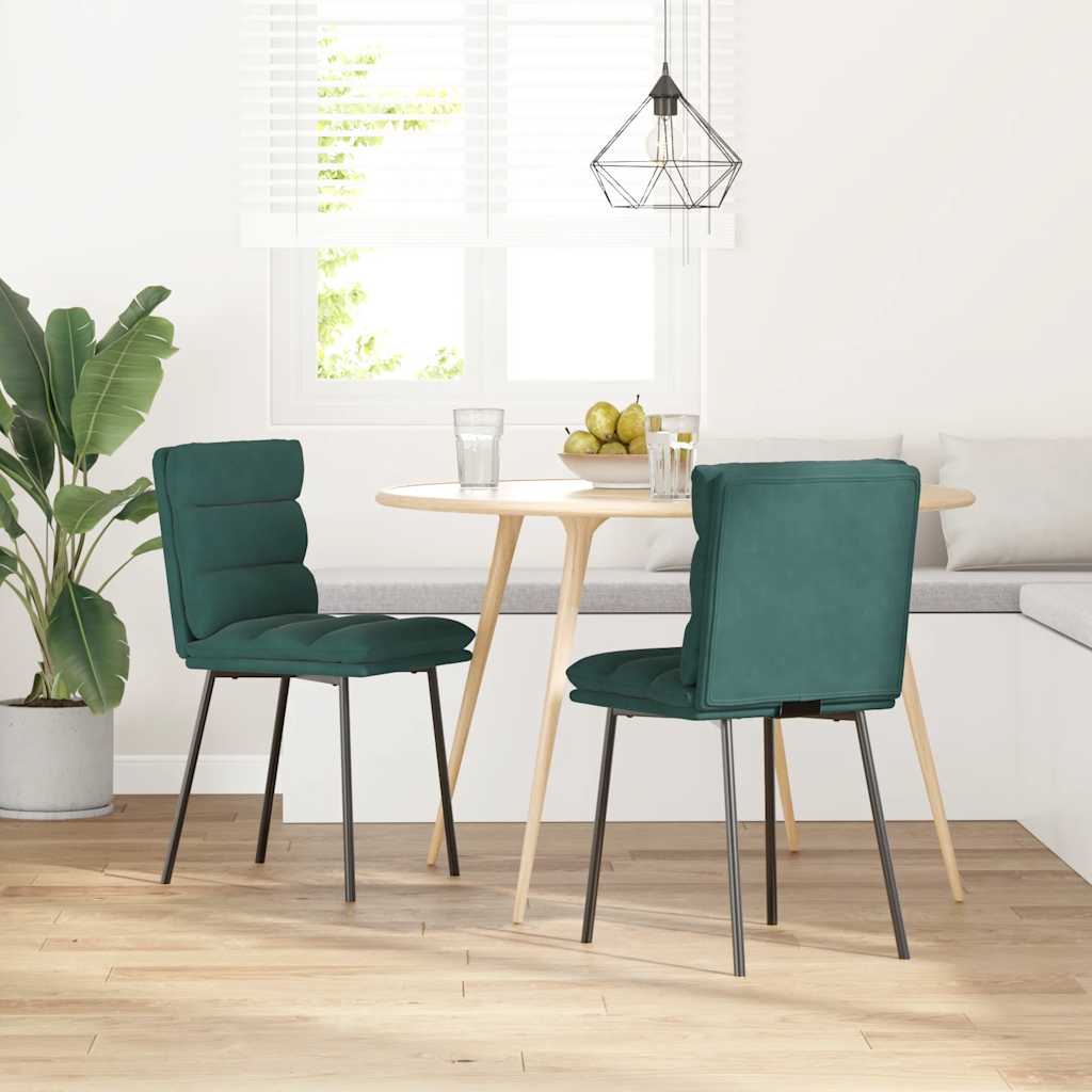 spisebordsstole 2 stk. fløjl mørkegrøn