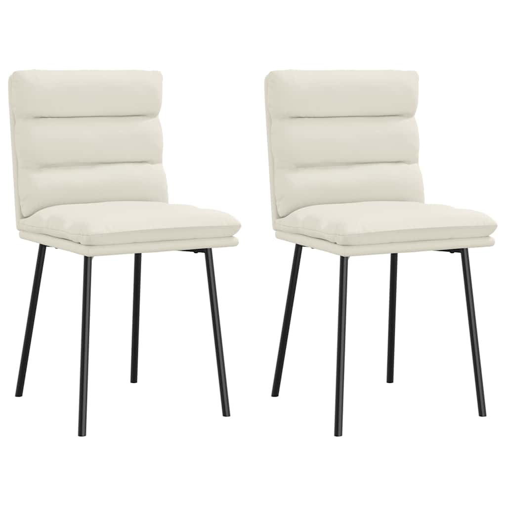 spisebordsstole 2 stk. fløjl cremefarvet
