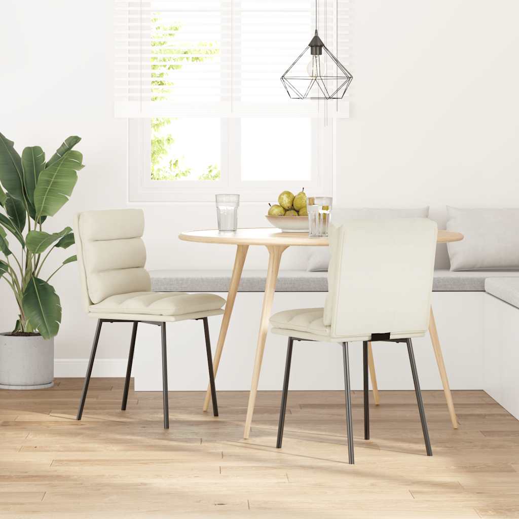 spisebordsstole 2 stk. fløjl cremefarvet