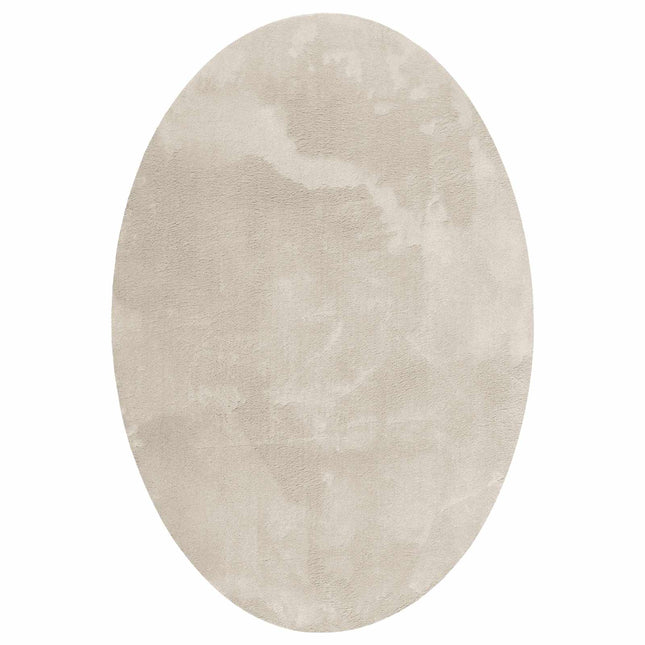 Områdetæpper Oval HUARTE Beige 140 x 200 cm 100% polyester