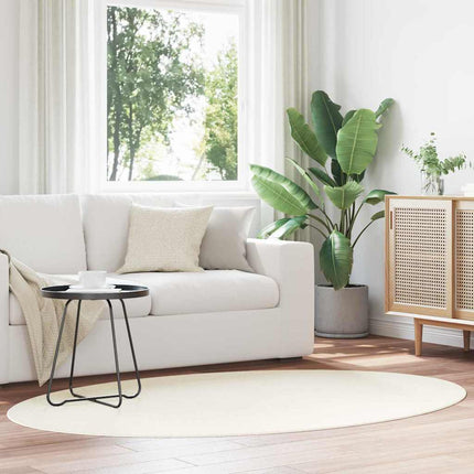 Områdetæpper Oval HUARTE Creme 140 x 200 cm 100% polyester