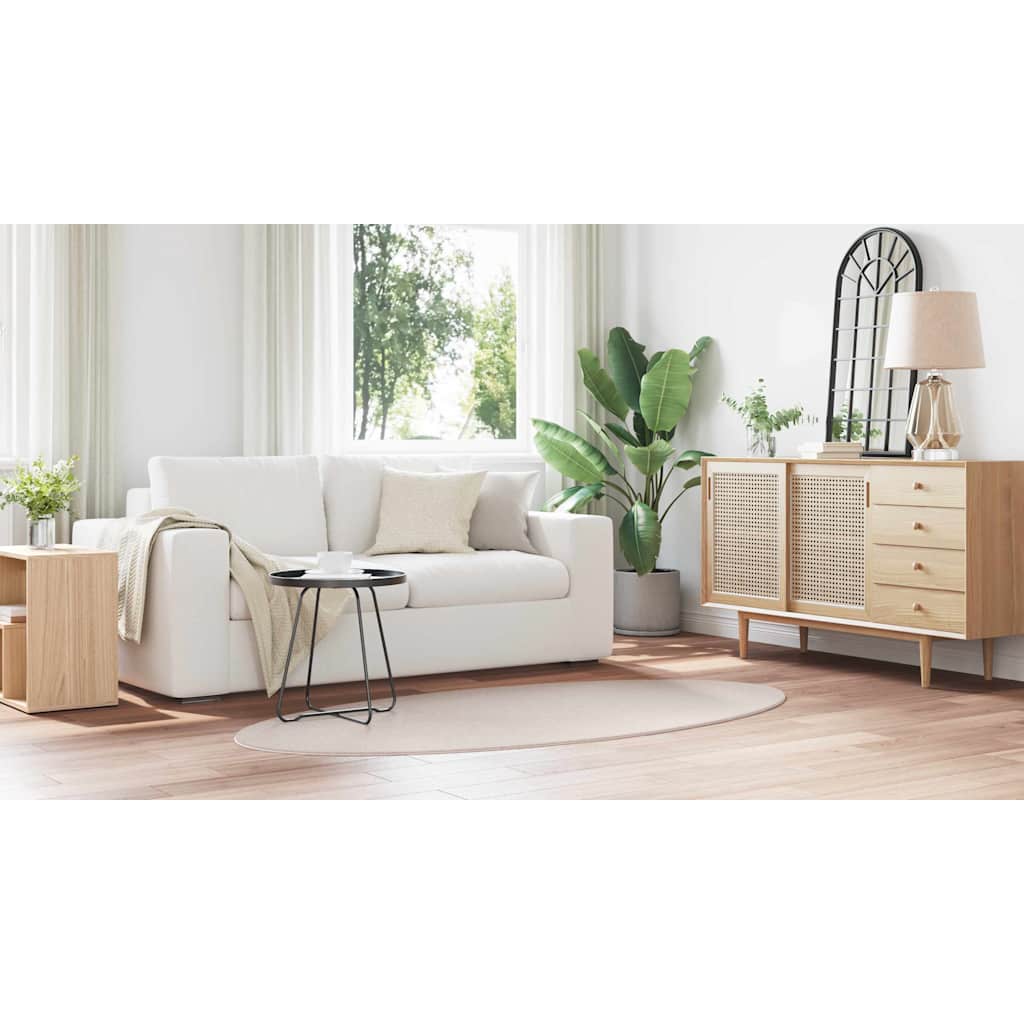 Områdetæpper Oval HUARTE Sandfarvet 100 x 200 cm 100% polyester