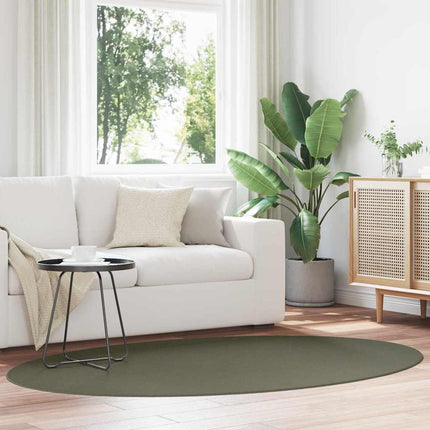 Områdetæpper Oval HUARTE Skovgrøn 140 x 200 cm 100% polyester