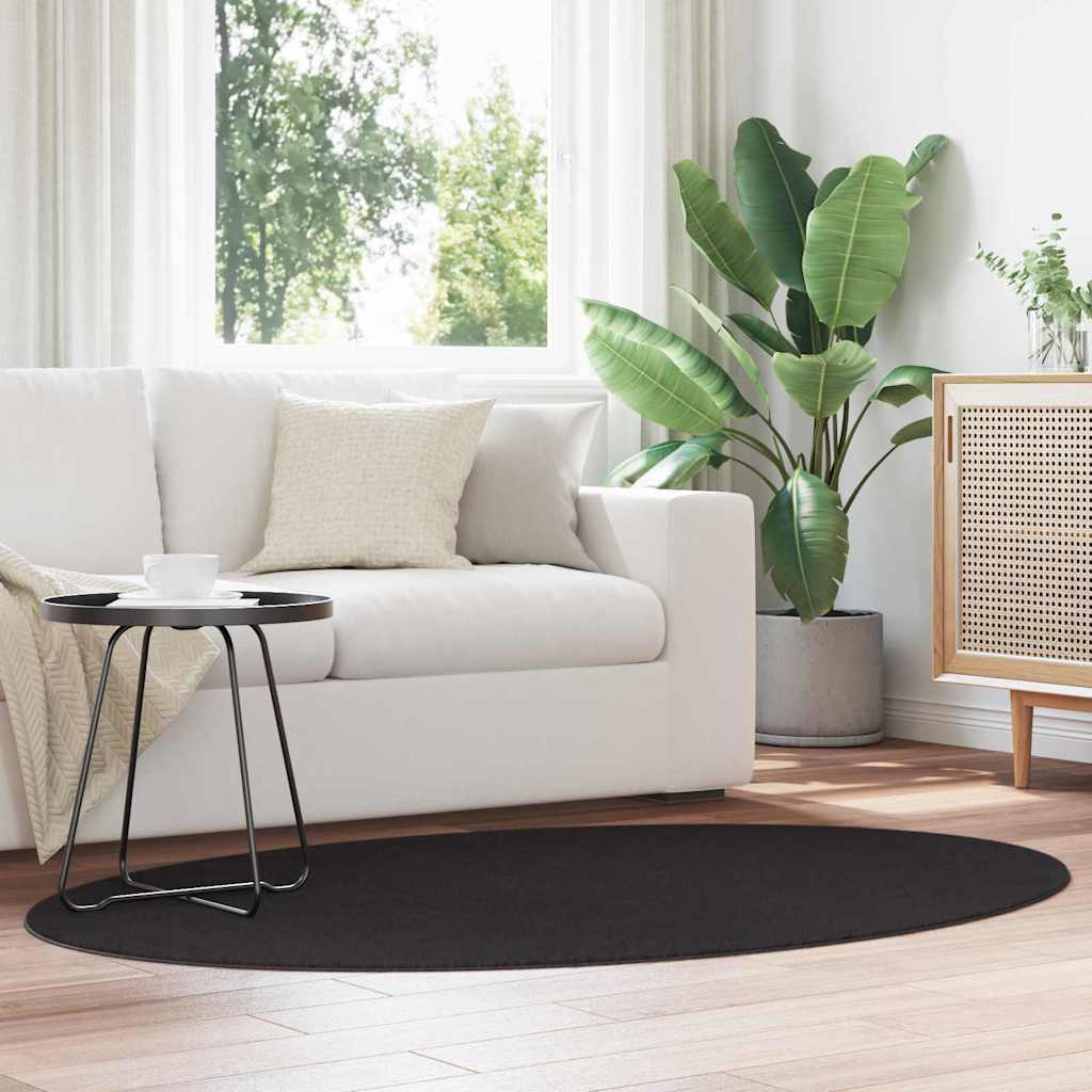 Områdetæpper Oval HUARTE Sort 120 x 170 cm 100% polyester