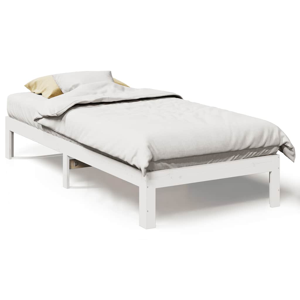 sengeramme uden madras 80x200 cm massivt fyrretræ hvid