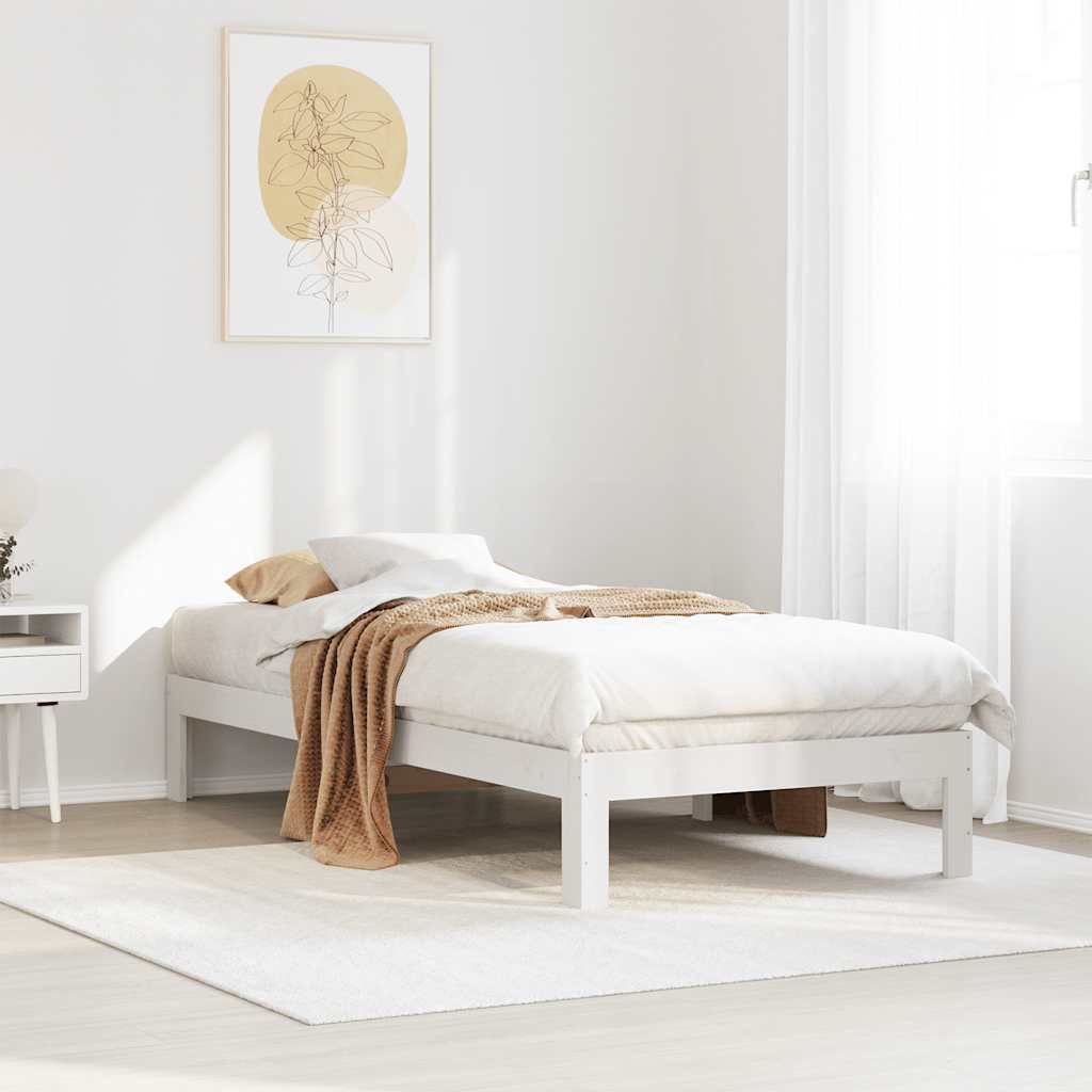 sengeramme uden madras 80x200 cm massivt fyrretræ hvid