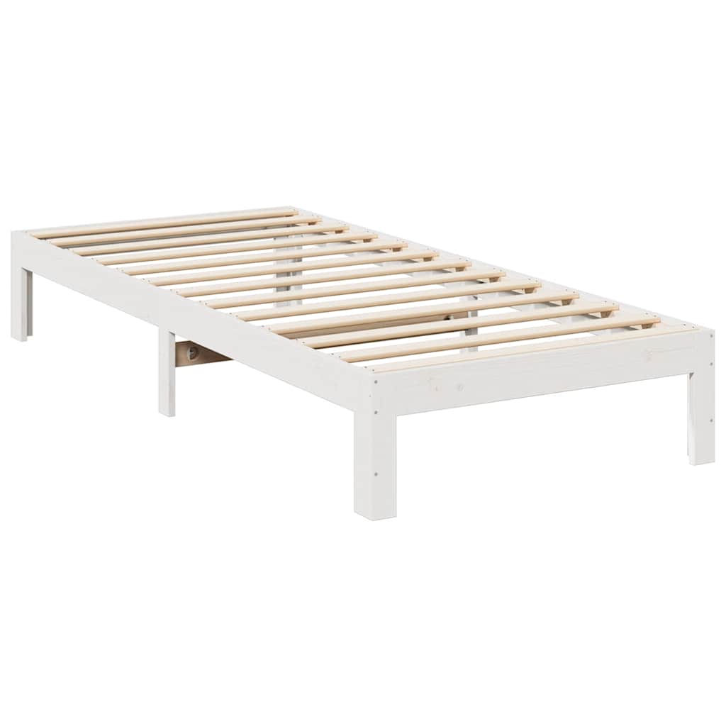 sengeramme uden madras 80x200 cm massivt fyrretræ hvid
