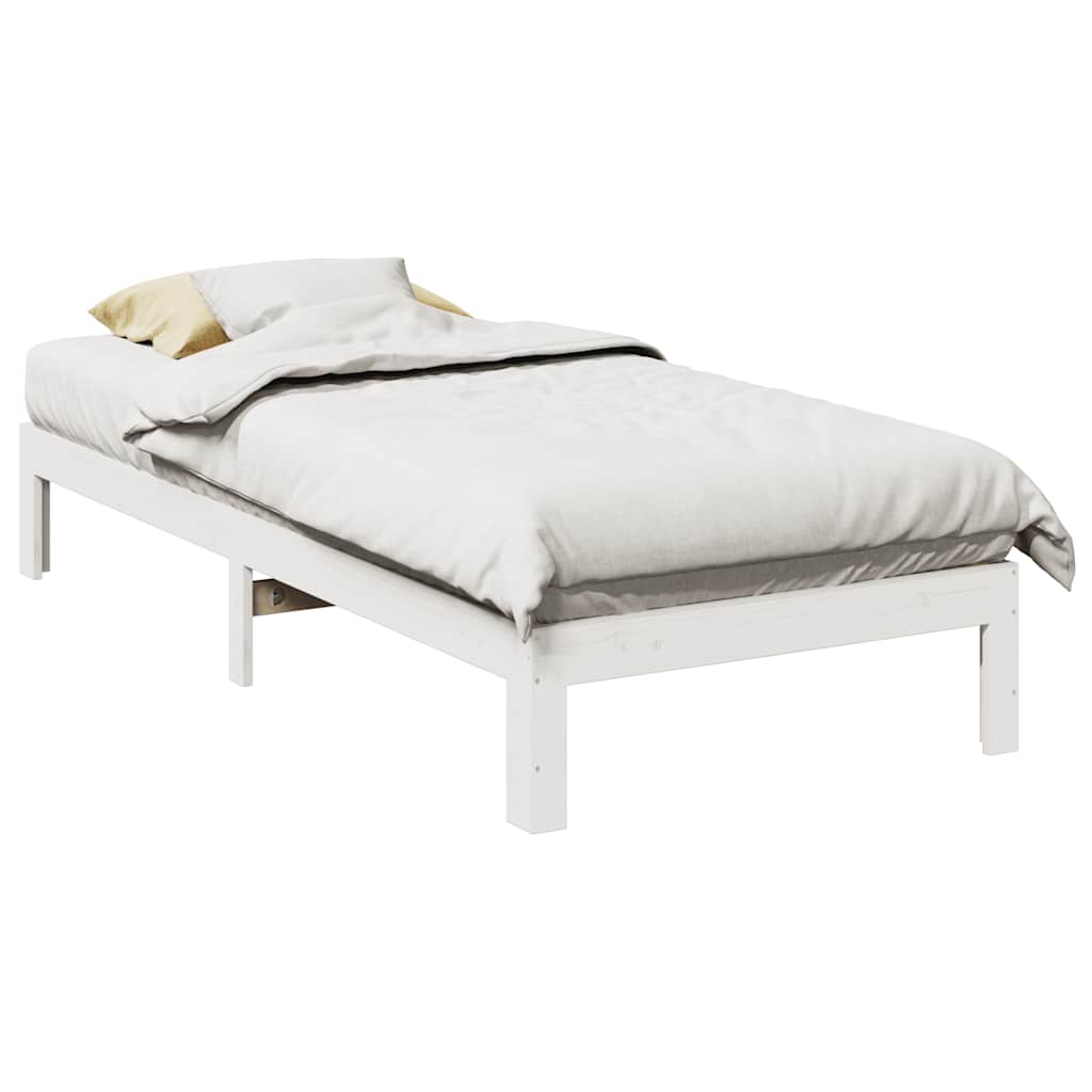 sengeramme uden madras 80x200 cm massivt fyrretræ hvid