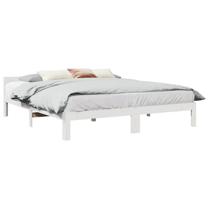 sengeramme uden madras 160x200 cm massivt fyrretræ hvid