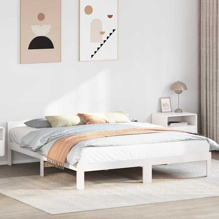 sengeramme uden madras 180x200 cm massivt fyrretræ hvid