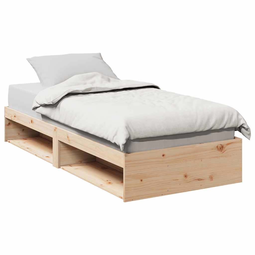 daybed med reol uden madras 100x200 cm massivt fyrretræ billede