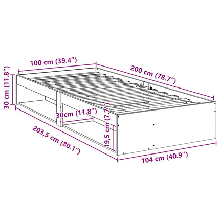 daybed uden madras 100x200 cm massivt fyrretræ gyldenbrun