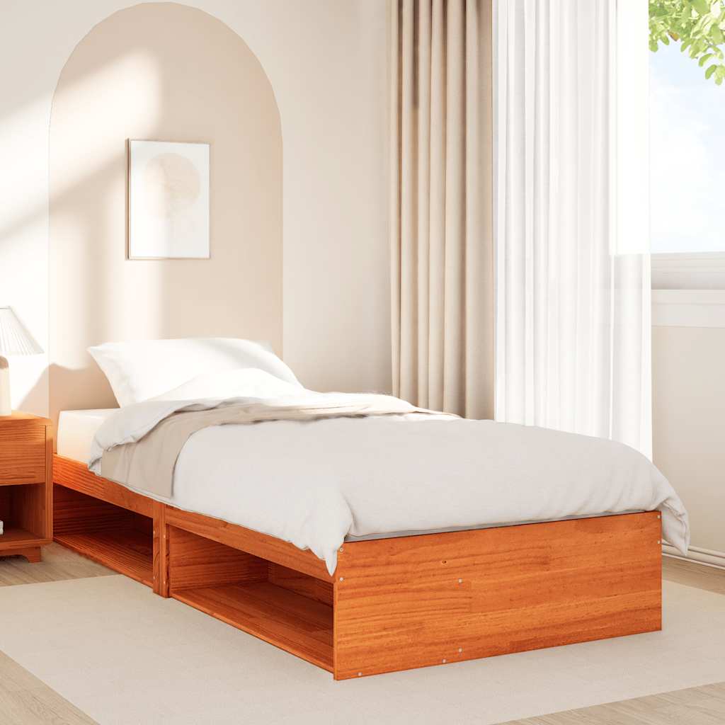 daybed uden madras 90x190 cm massivt fyrretræ gyldenbrun