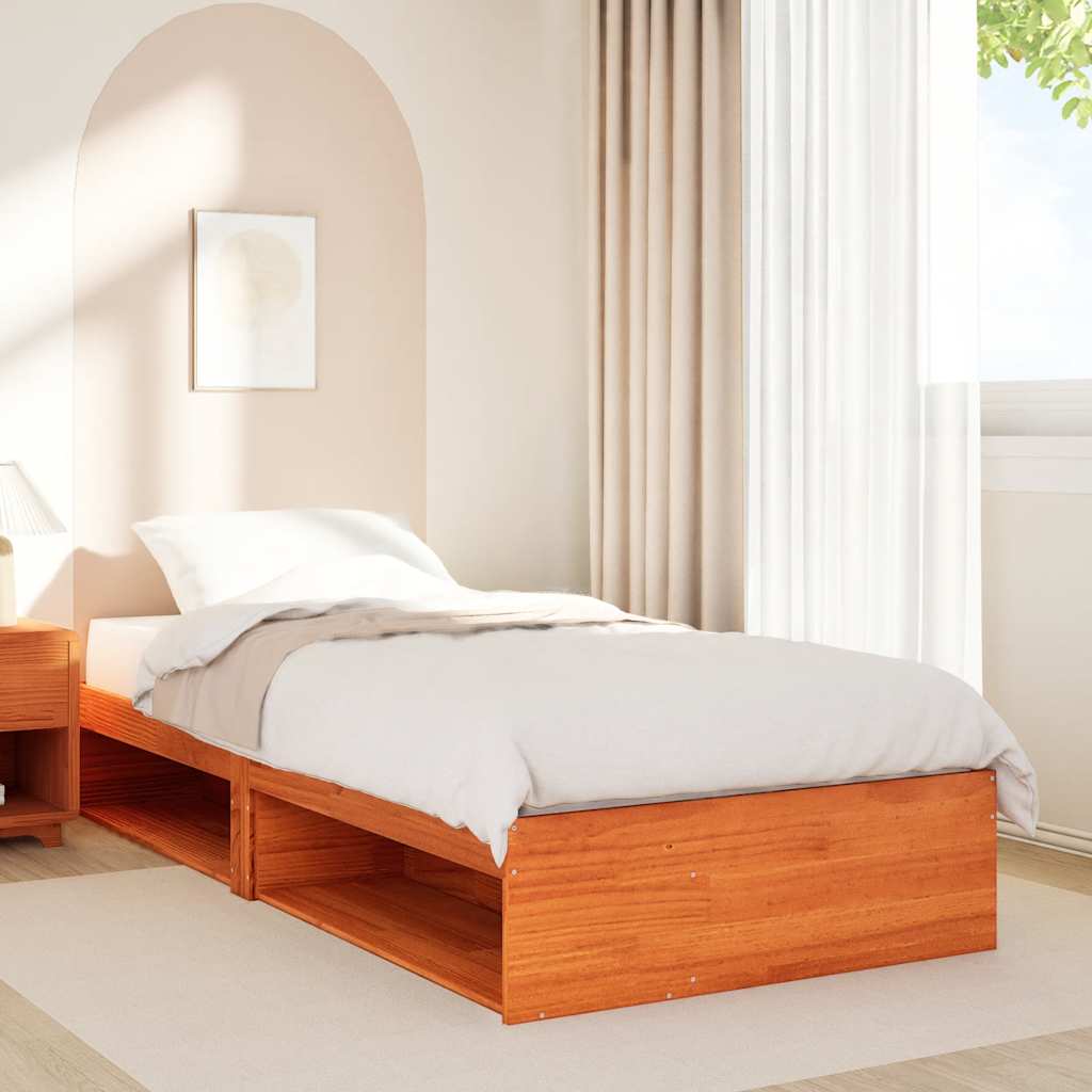daybed uden madras 75x190 cm massivt fyrretræ gyldenbrun