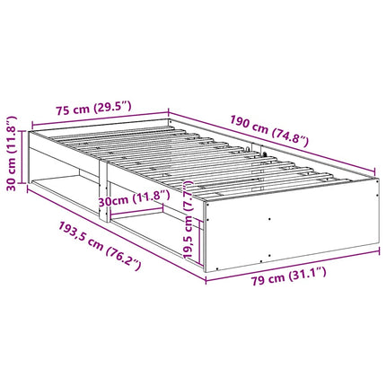 daybed uden madras 75x190 cm massivt fyrretræ gyldenbrun