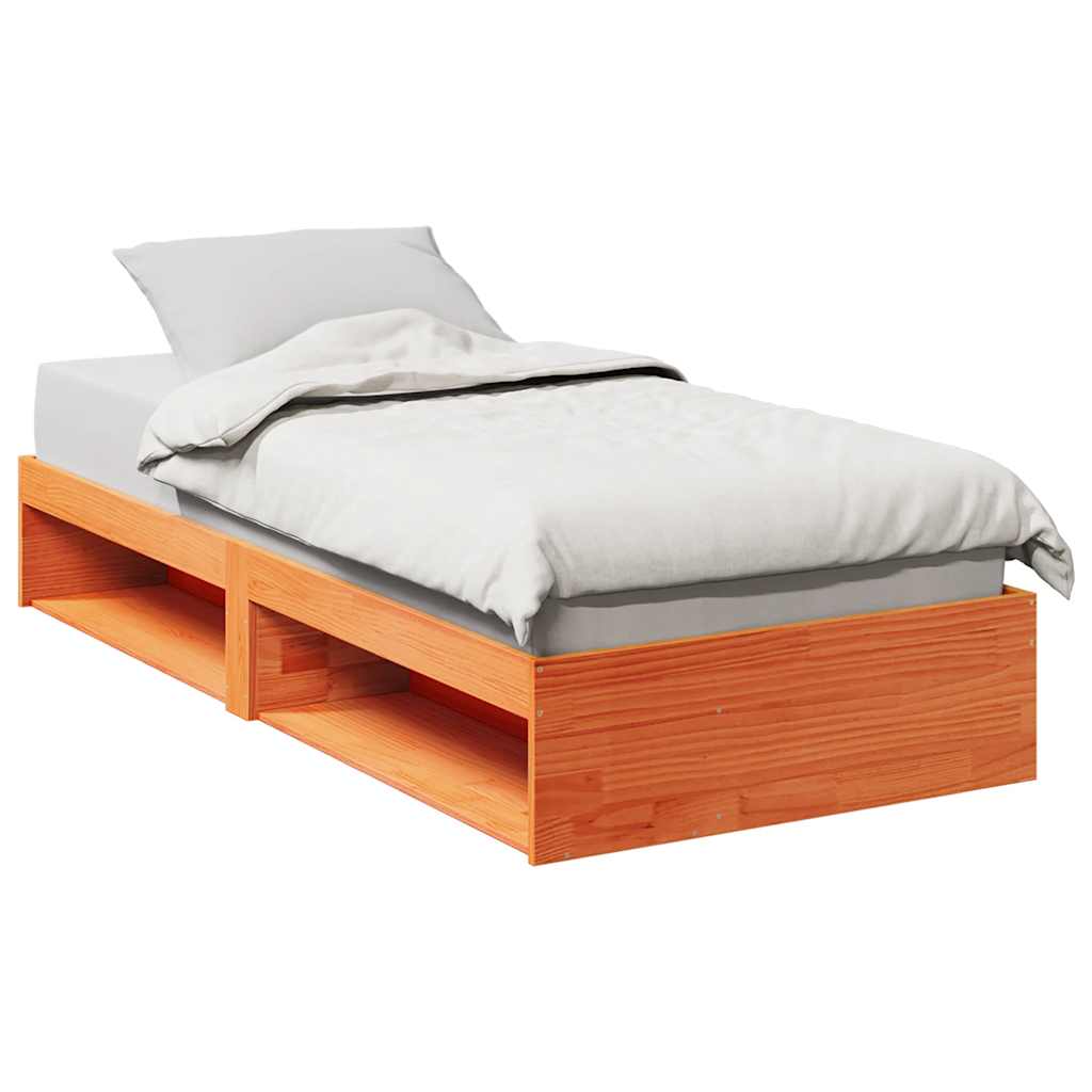 Daybed Med Reol Uden Madras Massivt Fyrretræ - Gyldenbrun / 75 x 190 cm