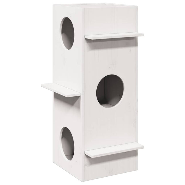 kattehus 43x43x90 cm massivt fyrretræ hvid