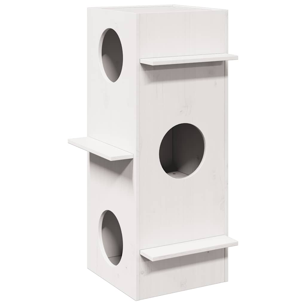 kattehus 43x43x90 cm massivt fyrretræ hvid