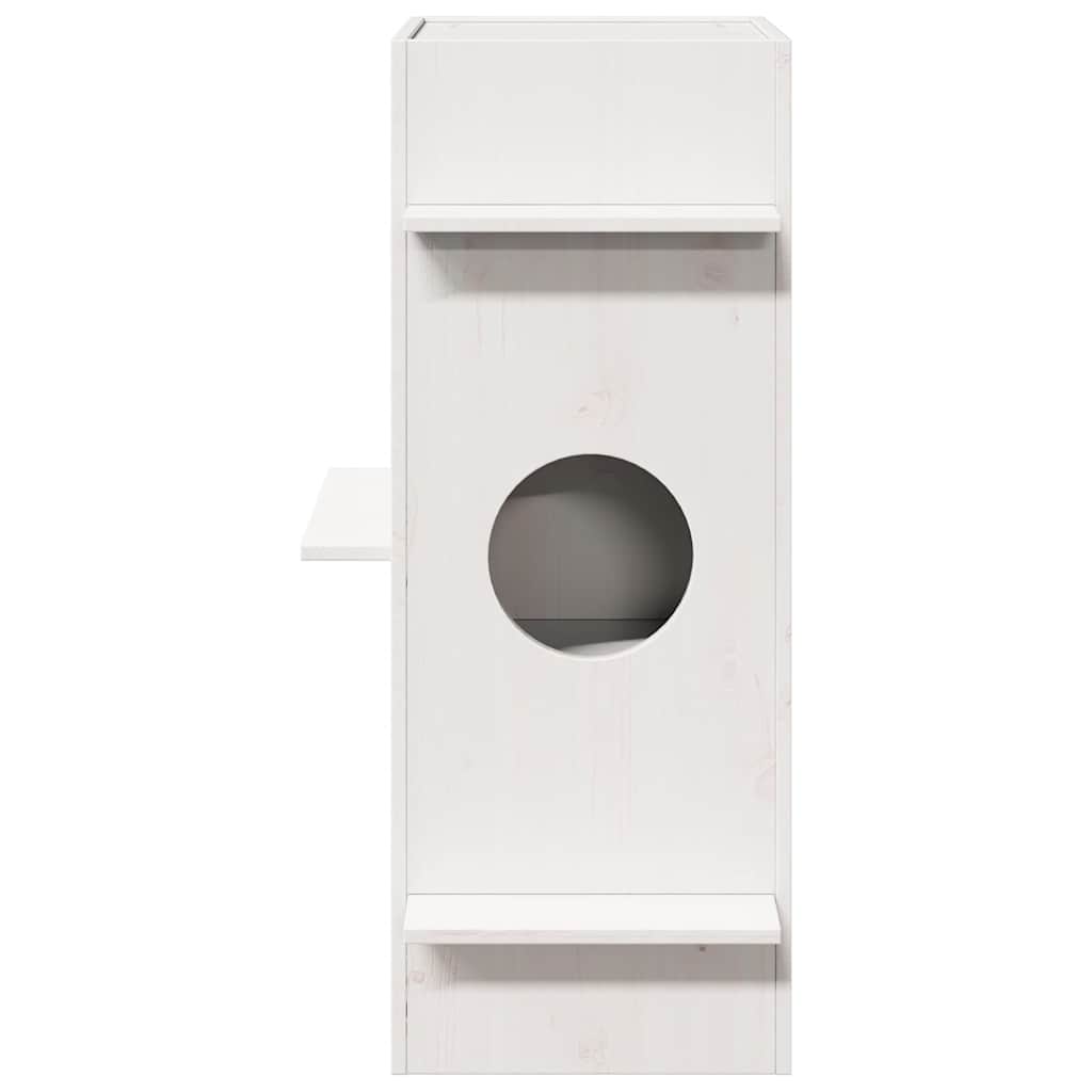 kattehus 43x43x90 cm massivt fyrretræ hvid