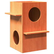 kattehus 43x43x60 cm massivt fyrretræ gyldenbrun