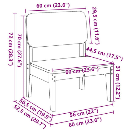 havestol 60x52,5x72 cm massivt fyrretræ brun