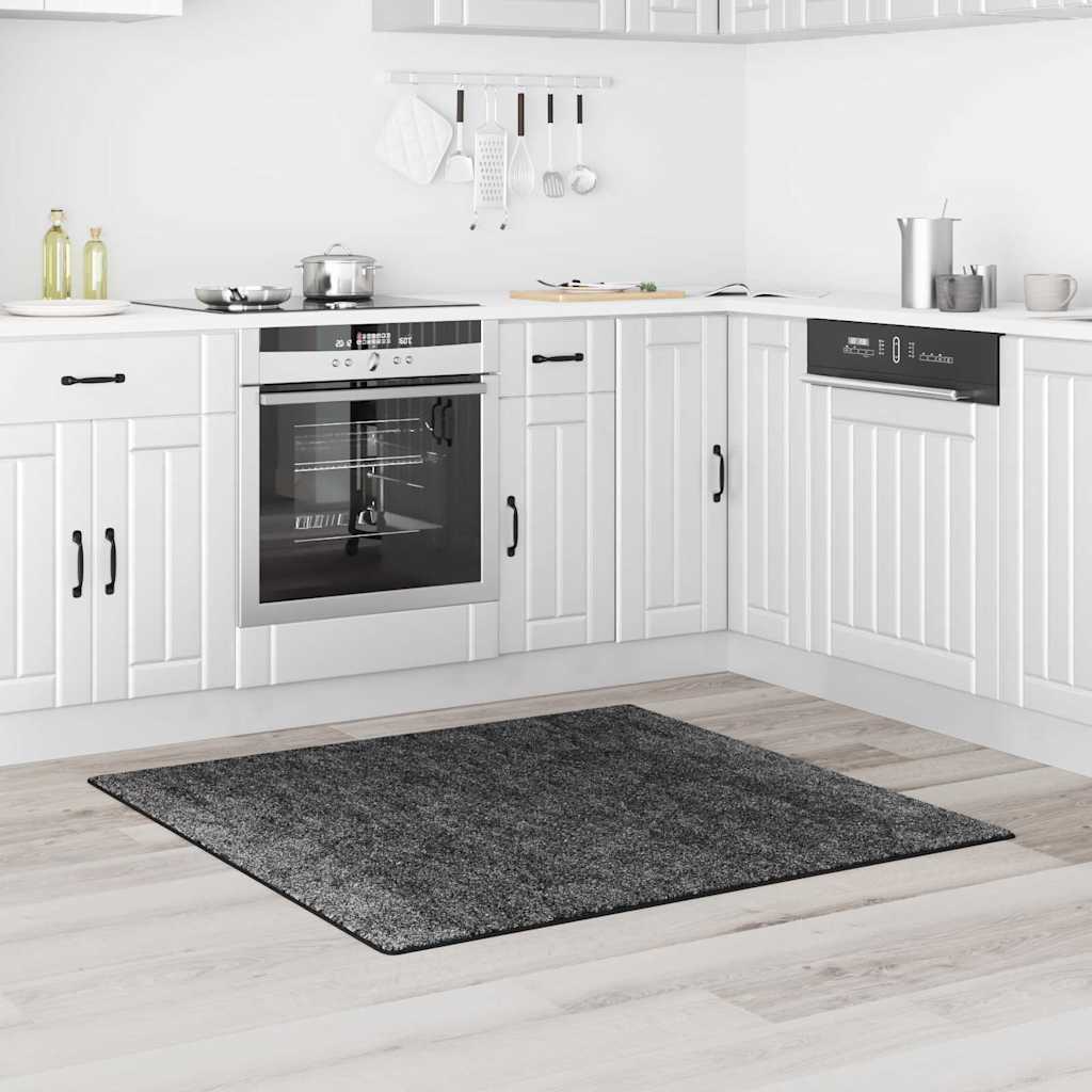 Anti-slip Shaggy tæppe Mørkegrå 120 x 120 cm PP