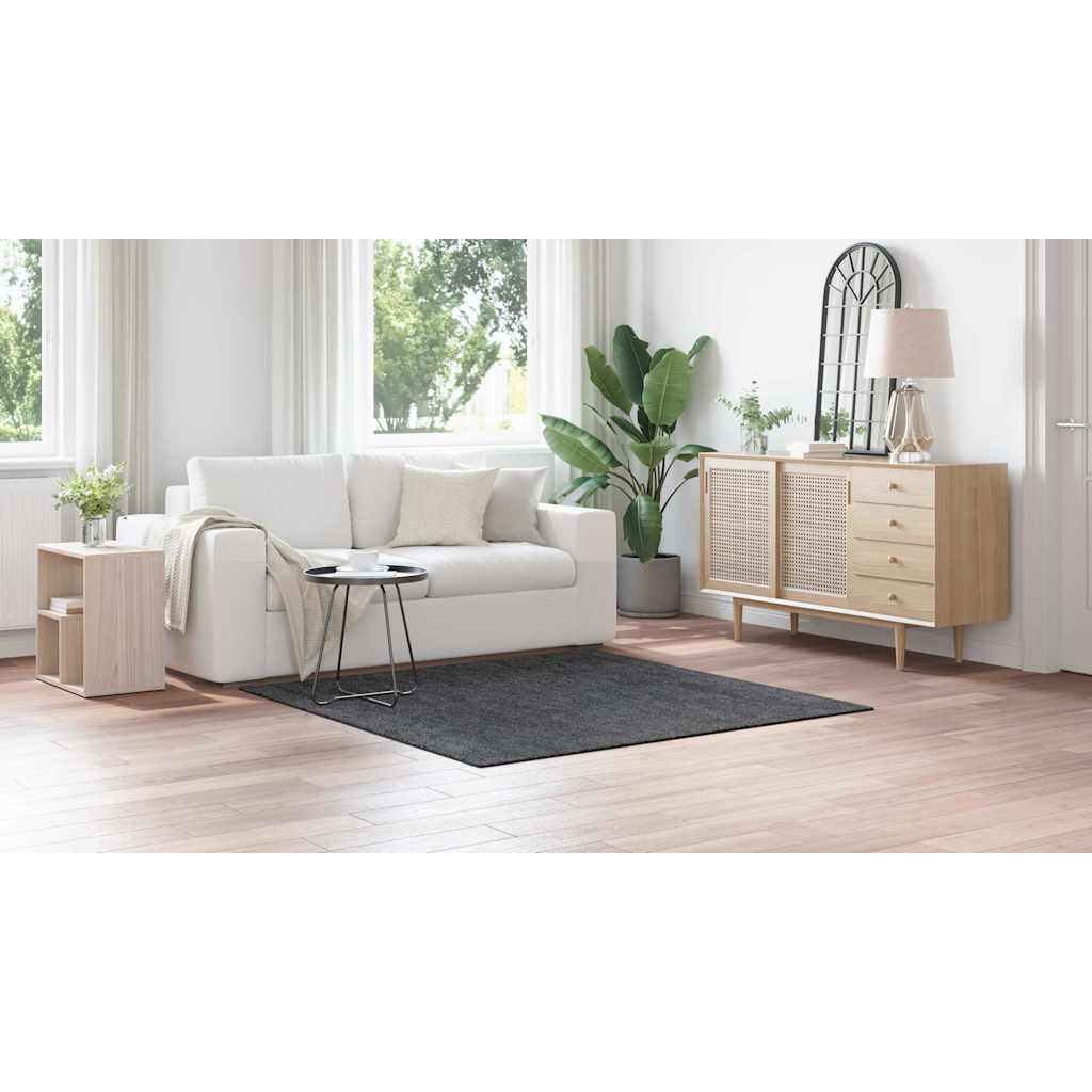 Anti-slip Shaggy tæppe Mørkegrå 160 x 160 cm PP