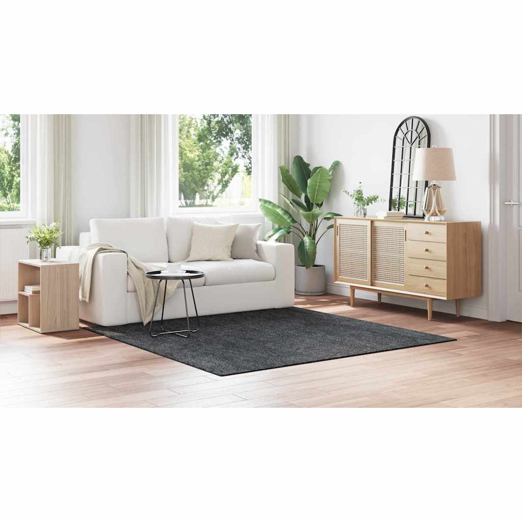 Anti-slip Shaggy tæppe Mørkegrå 200 x 200 cm PP