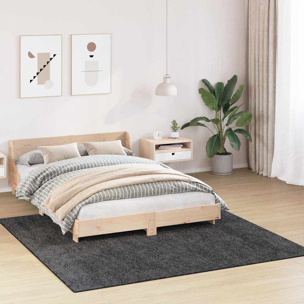 Anti-slip Shaggy tæppe Mørkegrå 200 x 200 cm PP