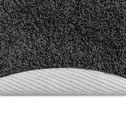 Anti-slip Shaggy tæppe Mørkegrå 90 x 90 cm PP