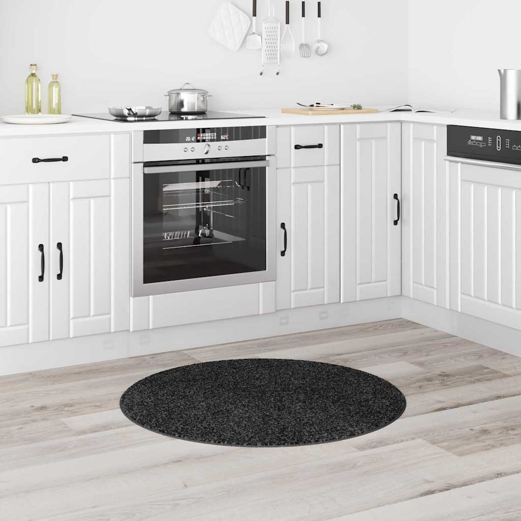 Anti-slip Shaggy tæppe Mørkegrå 90 x 90 cm PP