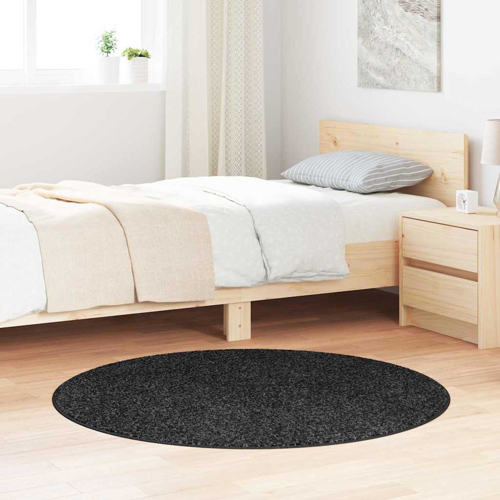 Rundt anti-slip shaggy tæppe - mørkegrå 120 × 120 cm (PP)