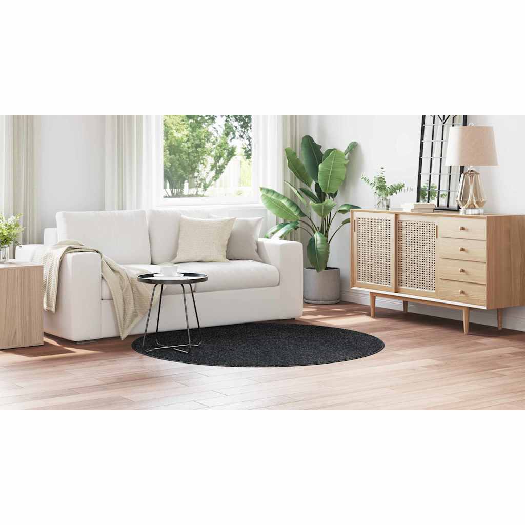 Anti-slip Shaggy tæppe Mørkegrå 160 x 160 cm PP