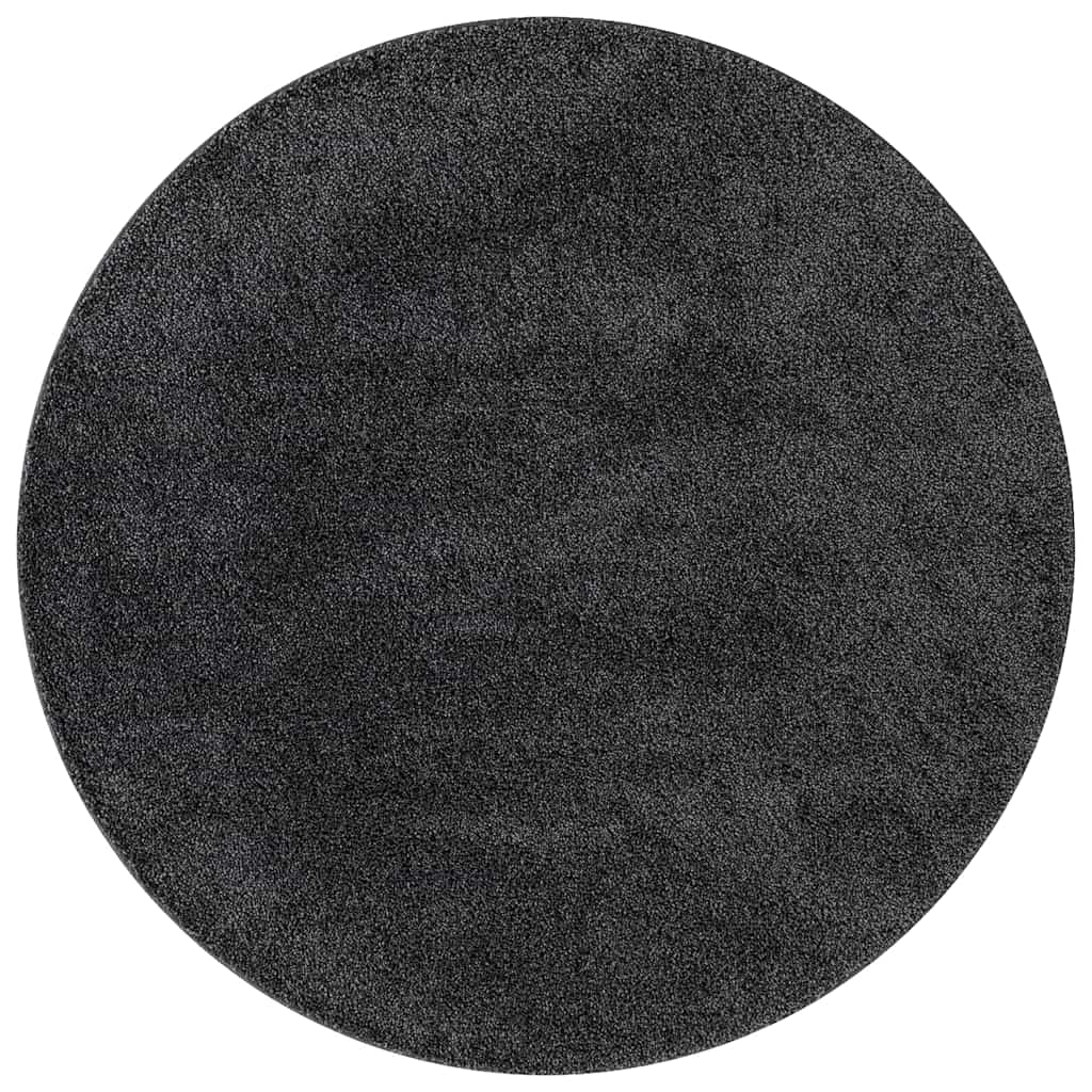 Anti-slip Shaggy tæppe Mørkegrå 160 x 160 cm PP billede