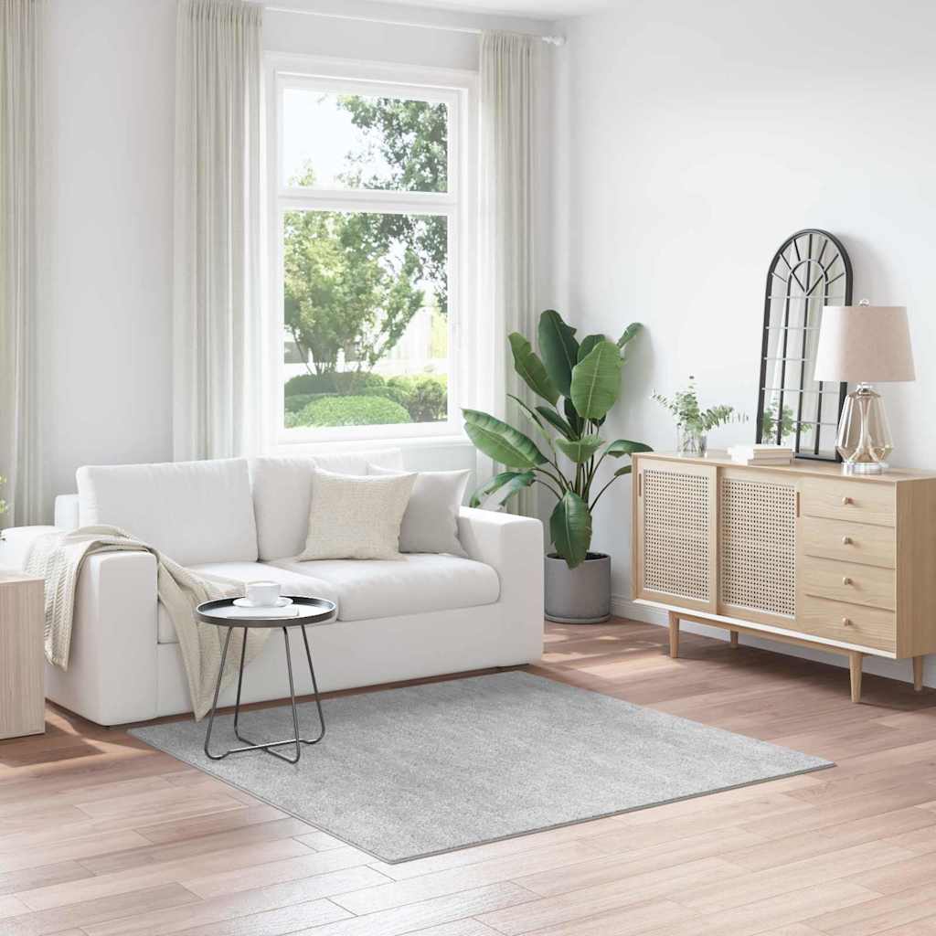 Anti-slip Shaggy tæppe Grå 160 x 160 cm PP billede