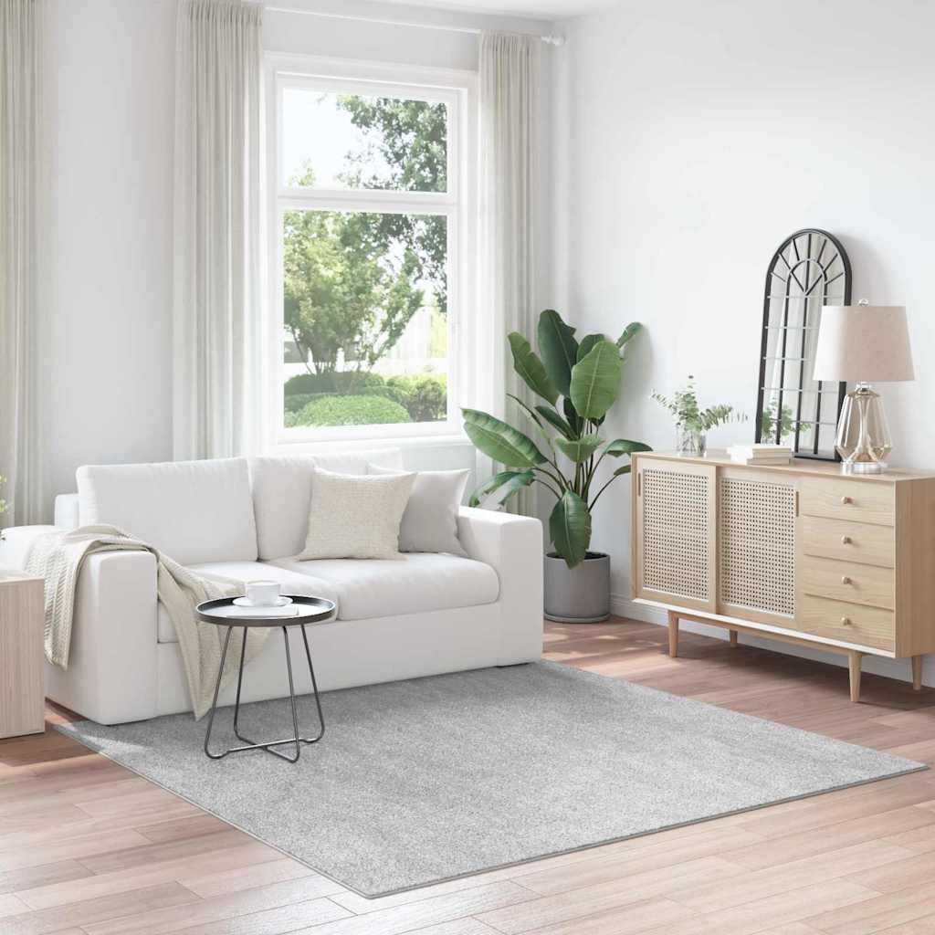 Anti-slip Shaggy tæppe Grå 200 x 200 cm PP billede
