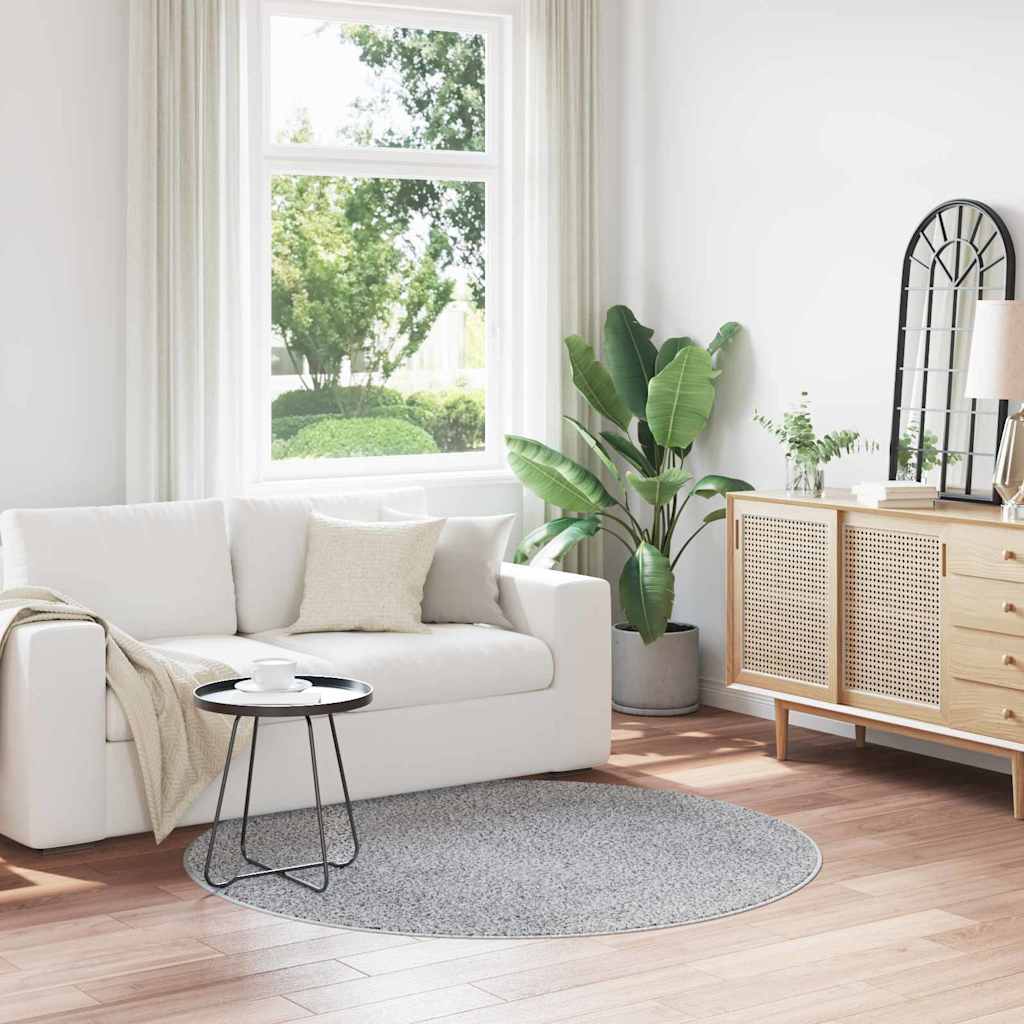 Rundt anti-slip shaggy tæppe - grå 160 × 160 cm i PP