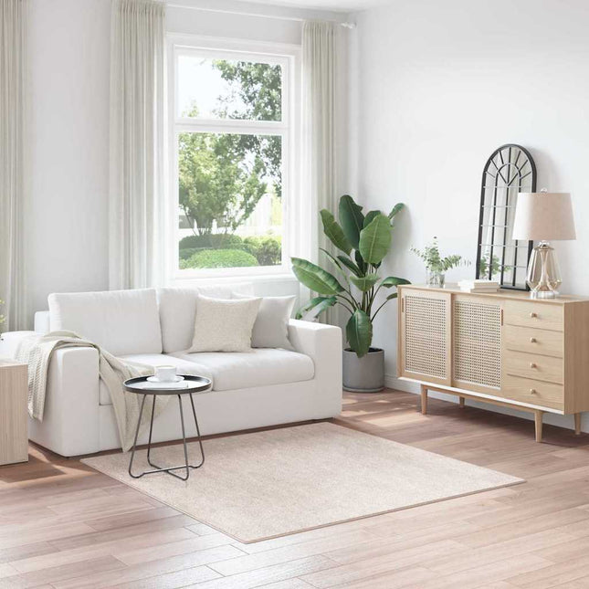 Anti-slip Shaggy tæppe Cremefarvet 160 x 160 cm PP
