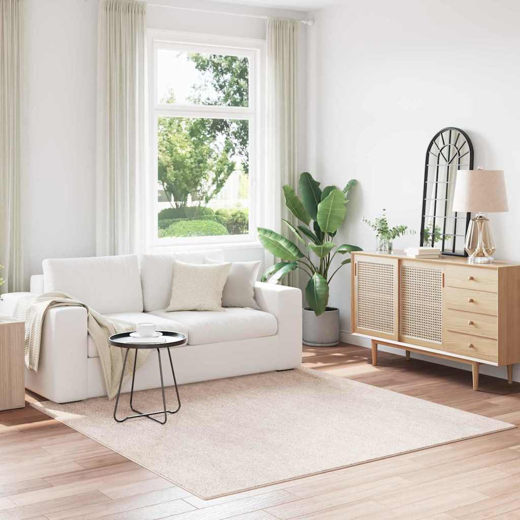 Anti-slip shaggy tæppe - creme, 200 × 200 cm, polypropylen