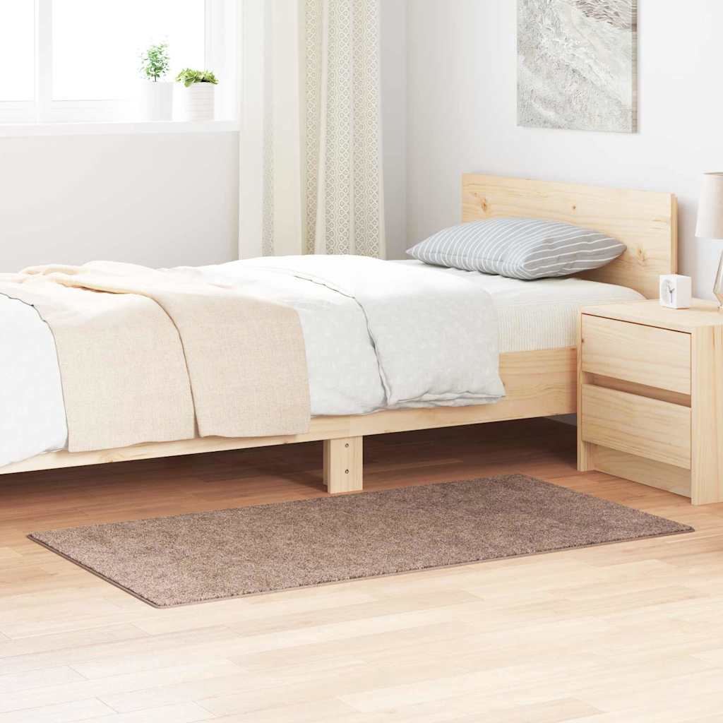 Langhåret tæppe med latexbund Brun 80x150 cm