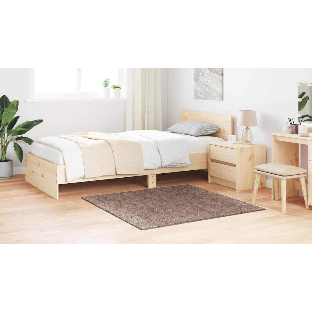 Anti-slip Shaggy tæppe Brun 120 x 120 cm PP